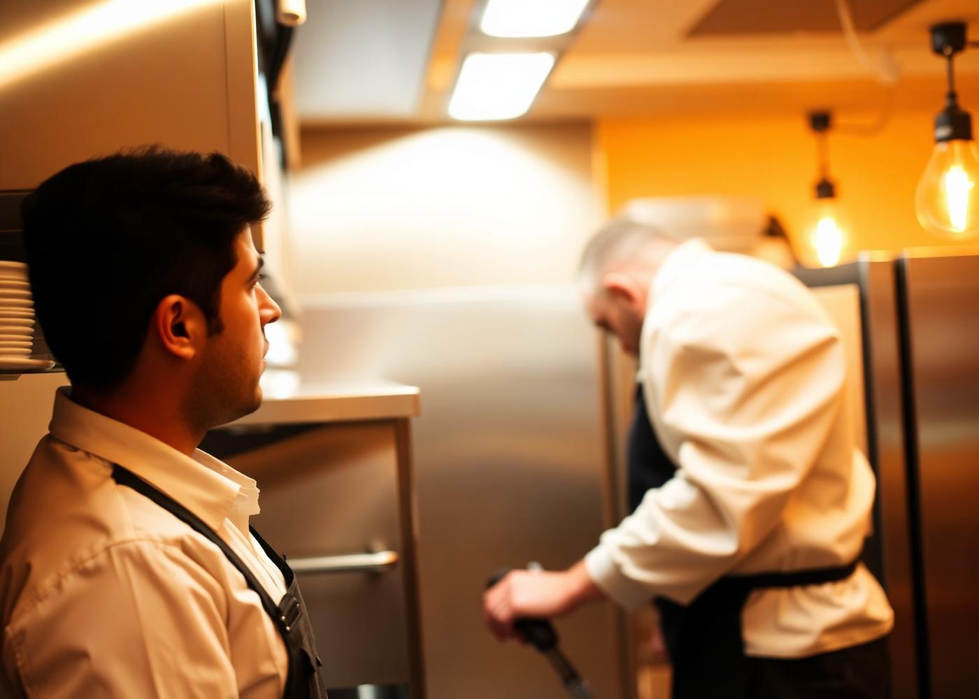 Service provider working in a commercial kitchen